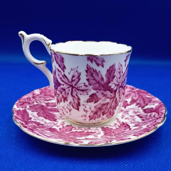 MCM Coalport Maple Time Demitasse Cup & Saucer Pink & White English Bone China - Picture 10 of 10